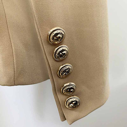 Women Blazers Double-Breasted Button Khaki Slim Jackets