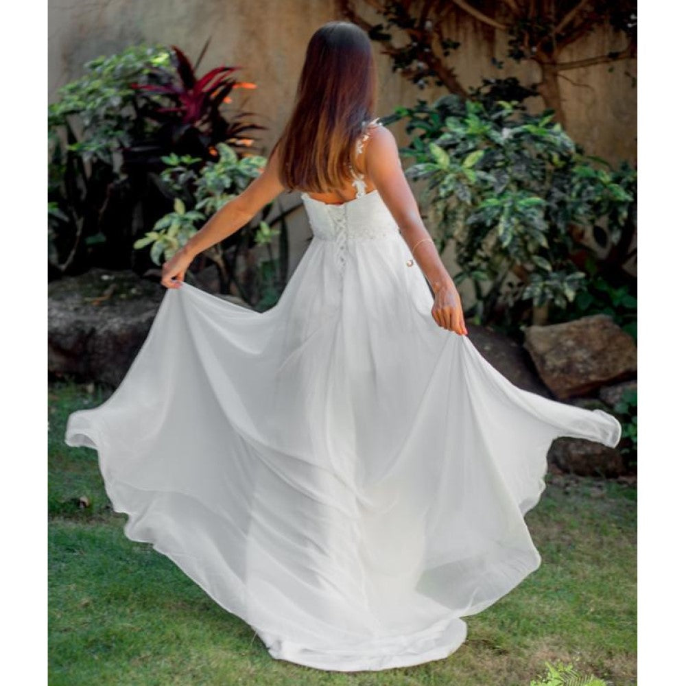 sd-hk Chiffon Applique Wedding Ball Gowns Long Bridesmaids Party Dress