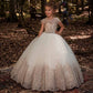 Elegant Flower Girl Dress for Wedding Kids Sleevelesss Lace Pageant Ball Gowns