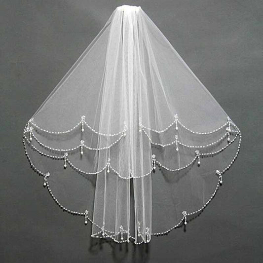 Crystals Pearls Beaded Wedding Veil