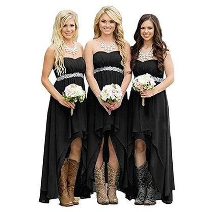Strapless Country Wedding Dress Bridesmaid Gown