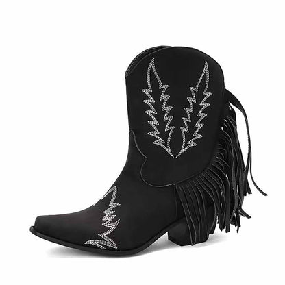 Western Cowboy Cowgirl Short Boots With Fringe Tassels Boot
