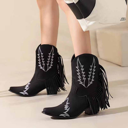 Western Cowboy Cowgirl Short Boots With Fringe Tassels Boot