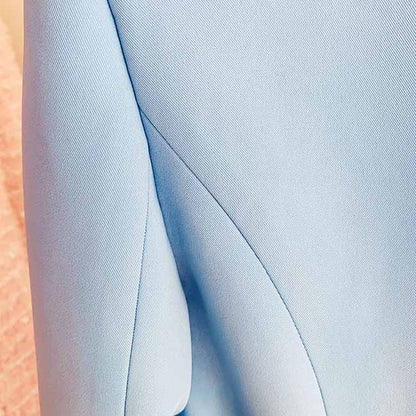 Women Sky blue Blazer + Flare Trousers Suit