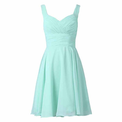 Women's V-Neck Chiffon Bridesmaid Dresses Short Prom Gown