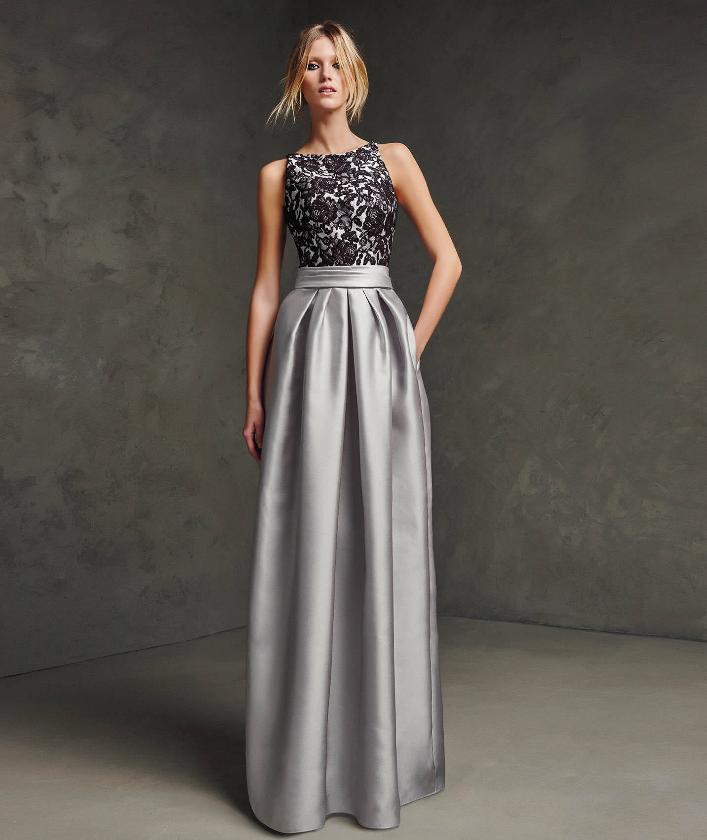 sd-hk Elegant Sleeveless Long Party Gown Grey