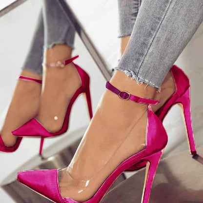 Women's Clear Heels Ankle Strap Stiletto Heel Dress Sandals