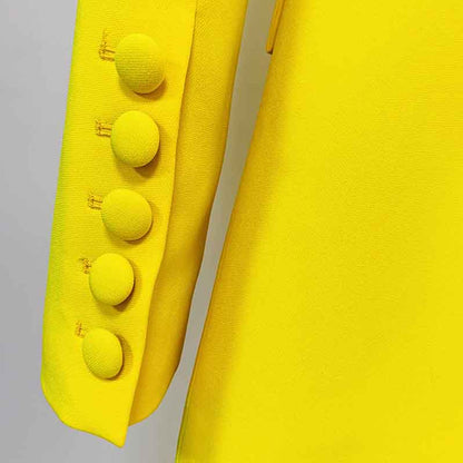 Women's Yellow Pantsuit Blazer+High Waisted Flare Pants Suit Wedding Pantsuit