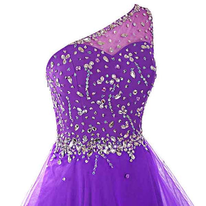 Juniors Aline One Shoulder Short Tulle Party Dress Mini Prom