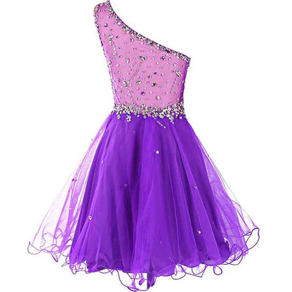 Juniors Aline One Shoulder Short Tulle Party Dress Mini Prom