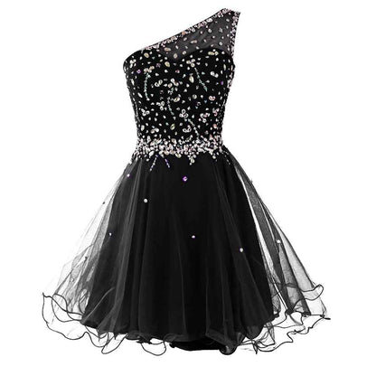 Juniors Aline One Shoulder Short Tulle Party Dress Mini Prom