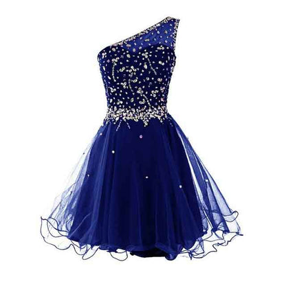Juniors Aline One Shoulder Short Tulle Party Dress Mini Prom