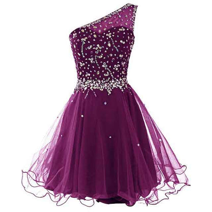 Juniors Aline One Shoulder Short Tulle Party Dress Mini Prom