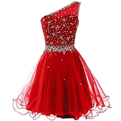 Juniors Aline One Shoulder Short Tulle Party Dress Mini Prom