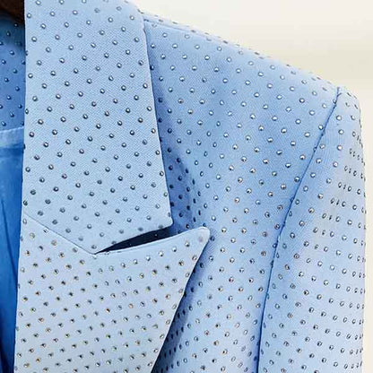 Women's Pantsuit Bling Bling Bra+ Blazer + Flare Trousers 3 Pieces Suit