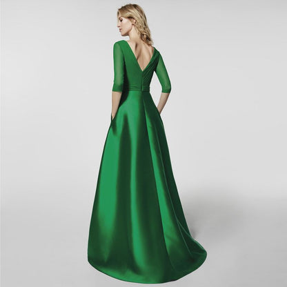 sd-hk Green Long Sleeve Wedding Maxi Dress For Women