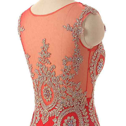 Women's Embroidery Lace Long Mermaid Formal Evening Prom Dresses