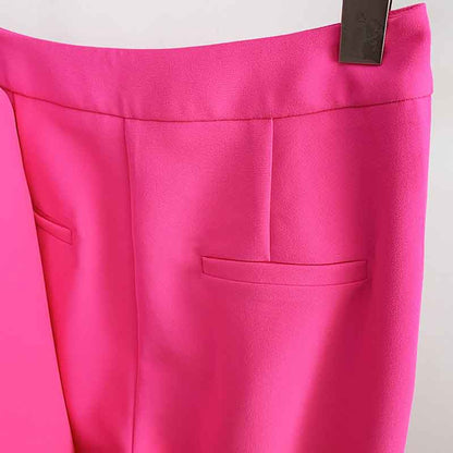 Women Rose pink Blazer + Flare Trousers Suit