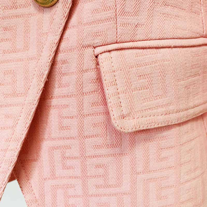 Women's Fashion Blazer Labyrinth Pattern Jacket Coats with Gold Buttons