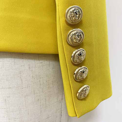 Women's Yellow Lion Buttons Fitted Blazer Jacket