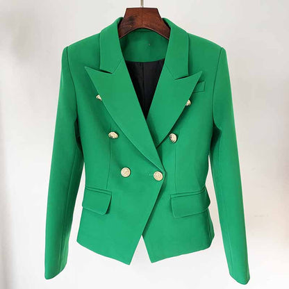 Women Emerald Green Coat Long Sleeves blazer jackets Double Breasted Coat