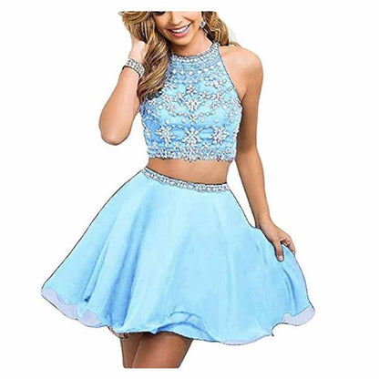 Women's 2 Piece Prom Dresses Short Homecoming Party Cocktail Gown Tulle Gala Dress