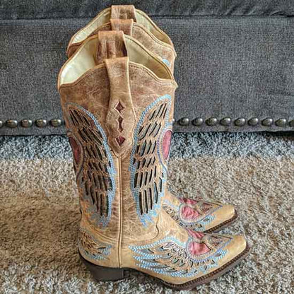 Women's Floral Embroidery Boots Country Cowgirl Boot