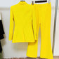Women's Yellow Pantsuit Blazer+High Waisted Flare Pants Suit Wedding Pantsuit