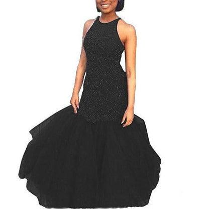 Wedding Bridesmaid Dresses Long for Women Formal Evening Party Prom Gown Halter