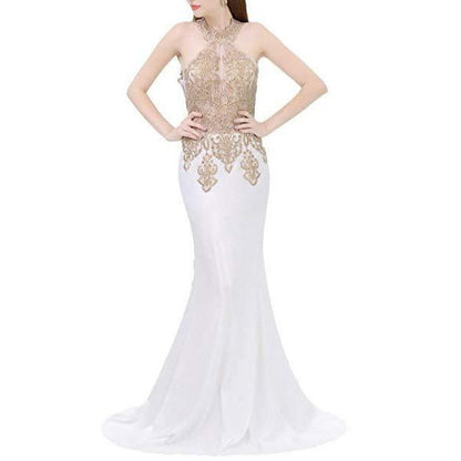 Wedding Bridesmaid Dresses Long for Women Formal Evening Party Prom Gown Halter