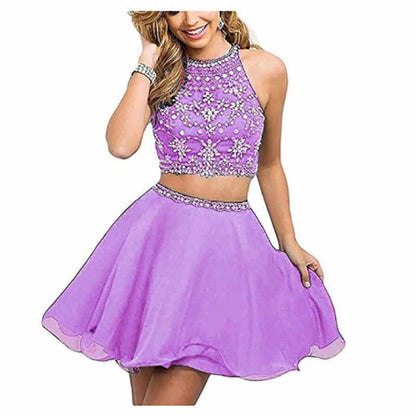 Women's 2 Piece Prom Dresses Short Homecoming Party Cocktail Gown Tulle Gala Dress