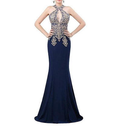 Wedding Bridesmaid Dresses Long for Women Formal Evening Party Prom Gown Halter