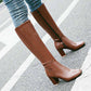 Womens Knee High Boots Pointed Toe High Chunky Heel Booties
