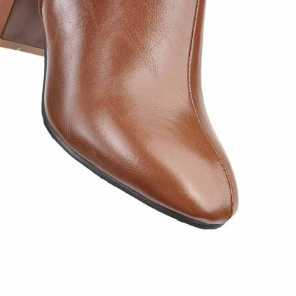 Womens Knee High Boots Pointed Toe High Chunky Heel Booties