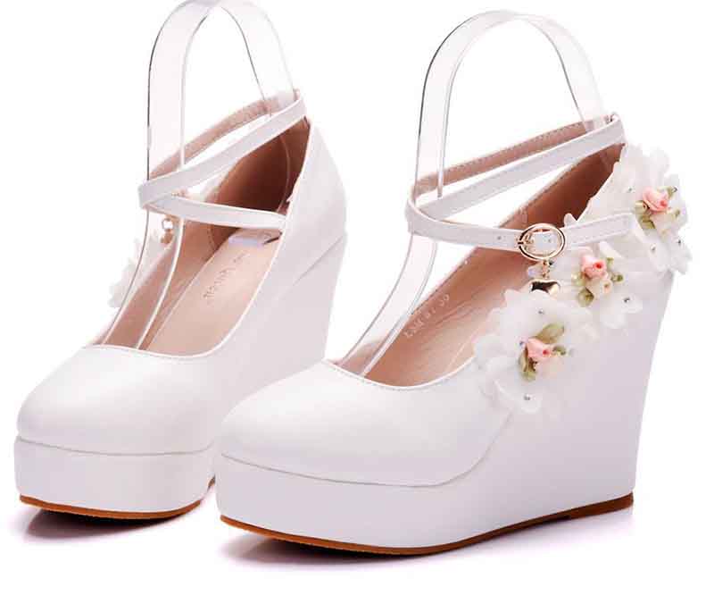 Women's Classy Platform Ankle Strap Almond Toe Bridal shoes