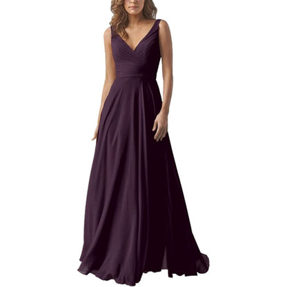 A-line Chiffon Bridesmaid Dress Floor Length Formal Evening Prom Gowns