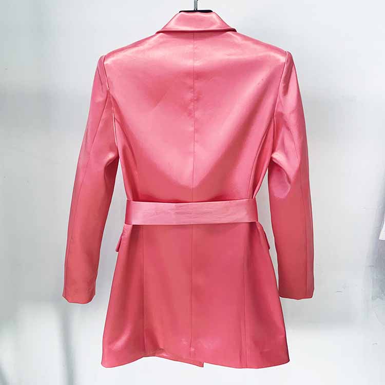 Women's Satin Dresses Jackets Waistband Satin Dress Coat