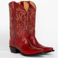 Women Red Embroidered Chunky Tube Western Boots Cowgirl Mid Calf Boots