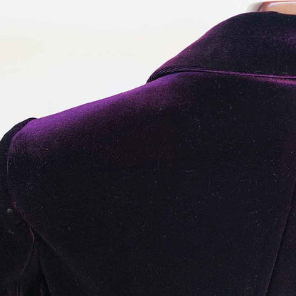 Women Velvet Dark Purple Blazer Pantsuit + Flare Trousers Suit