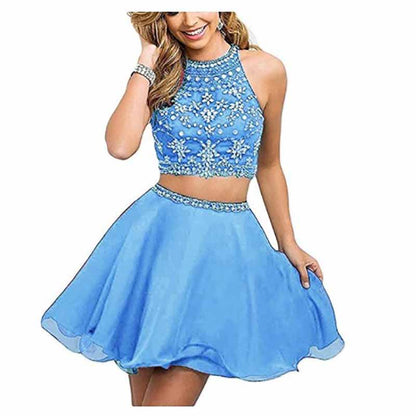 Women's 2 Piece Prom Dresses Short Homecoming Party Cocktail Gown Tulle Gala Dress