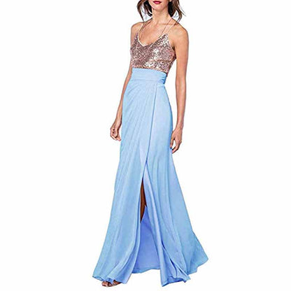Womens Sequin Top Bridesmaid Dress Cocktail Party Swing Dresses