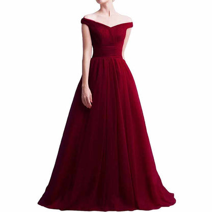 Women's Long Off Shoulder Prom Dress Evening Party Ball Gown