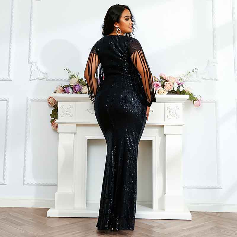 Women Plus Size Shinny Sequin Long Evening Dress Formal Prom Gown – SD ...
