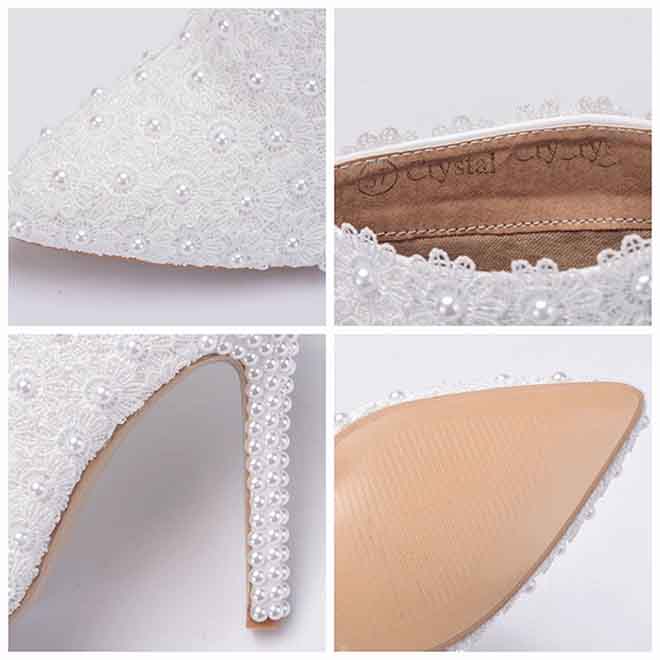 Women's Bride Boots Pointed Toe High Heel Ankle White Wedding Booties