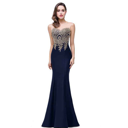 Women Mermaid Evening Dress Long Formal Lace Appliques Prom Dress