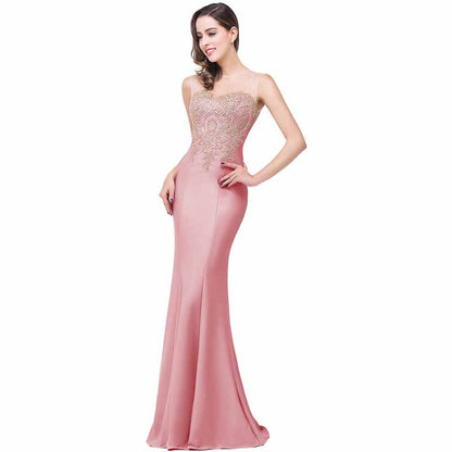 Women Mermaid Evening Dress Long Formal Lace Appliques Prom Dress