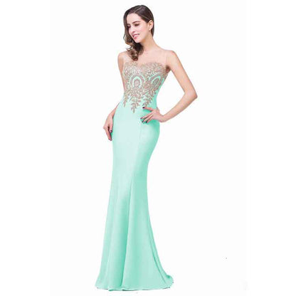 Women Mermaid Evening Dress Long Formal Lace Appliques Prom Dress