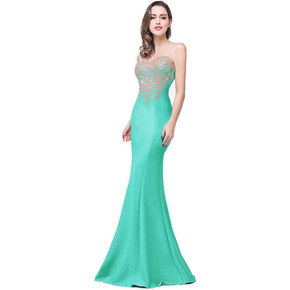 Women Mermaid Evening Dress Long Formal Lace Appliques Prom Dress