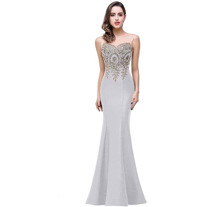 Women Mermaid Evening Dress Long Formal Lace Appliques Prom Dress