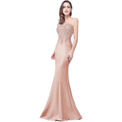 Women Mermaid Evening Dress Long Formal Lace Appliques Prom Dress